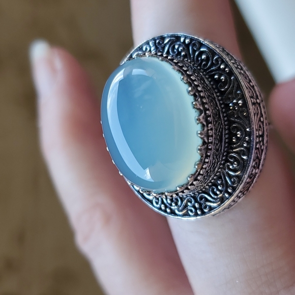 New Amazing Chalcedony Antique Design 925 Silver Statement Ring. - Picture 5 of 15